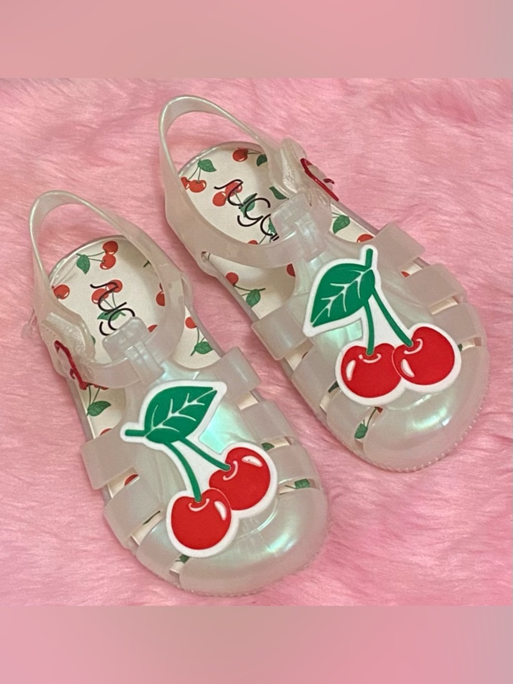 Iridescent Cherry Jelly Sandals